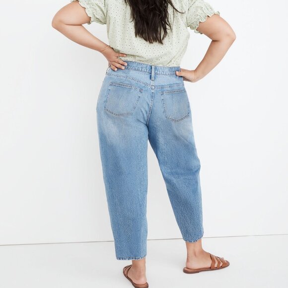 Madewell Baggy Tapered High Rise Blue Denim Jeans Size 32 100% Cotton - Picture 2 of 14